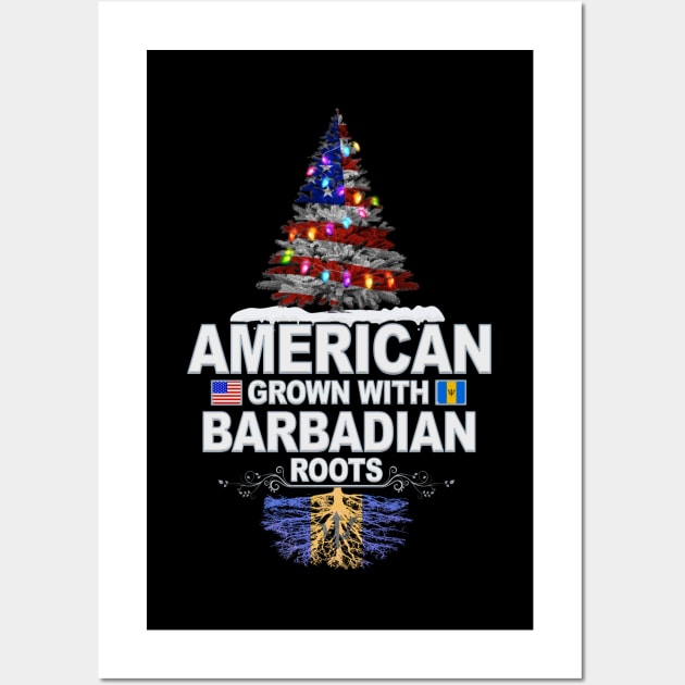 Christmas Tree  American Grown With Barbadian Roots - Gift for Barbadian From Barbados Wall Art by Country Flags